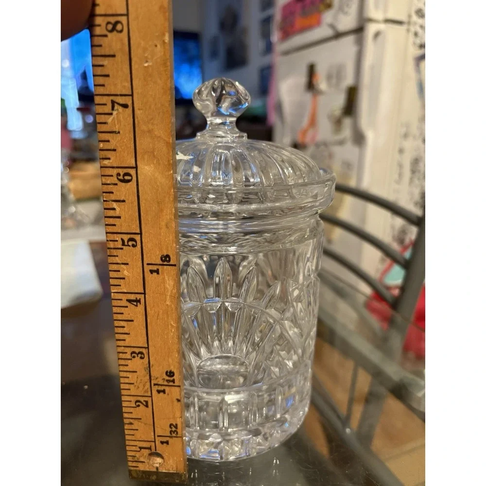 Godinger Shannon Lead Crystal Biscuit Jar Candy Covered Lidded Dish Heavy 7.5
